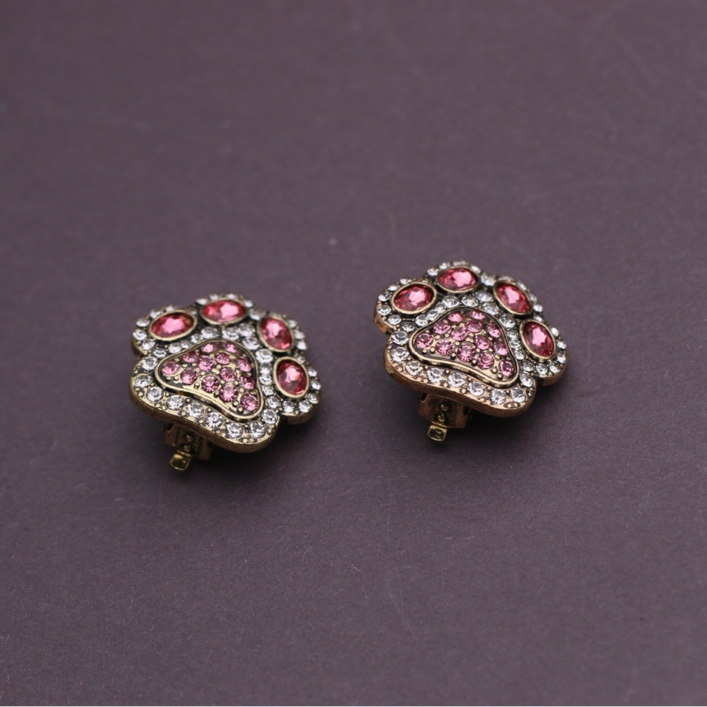 Heidi Daus "Pretty Paw Print" Crystal Paw Print Earrings – Dog & Cat Lover Jewe